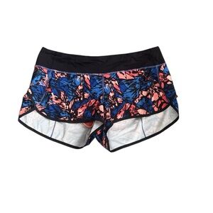 Lululemon Speed Short Paint Storm Harbor Blue Multi / Black Sz 10 Lined